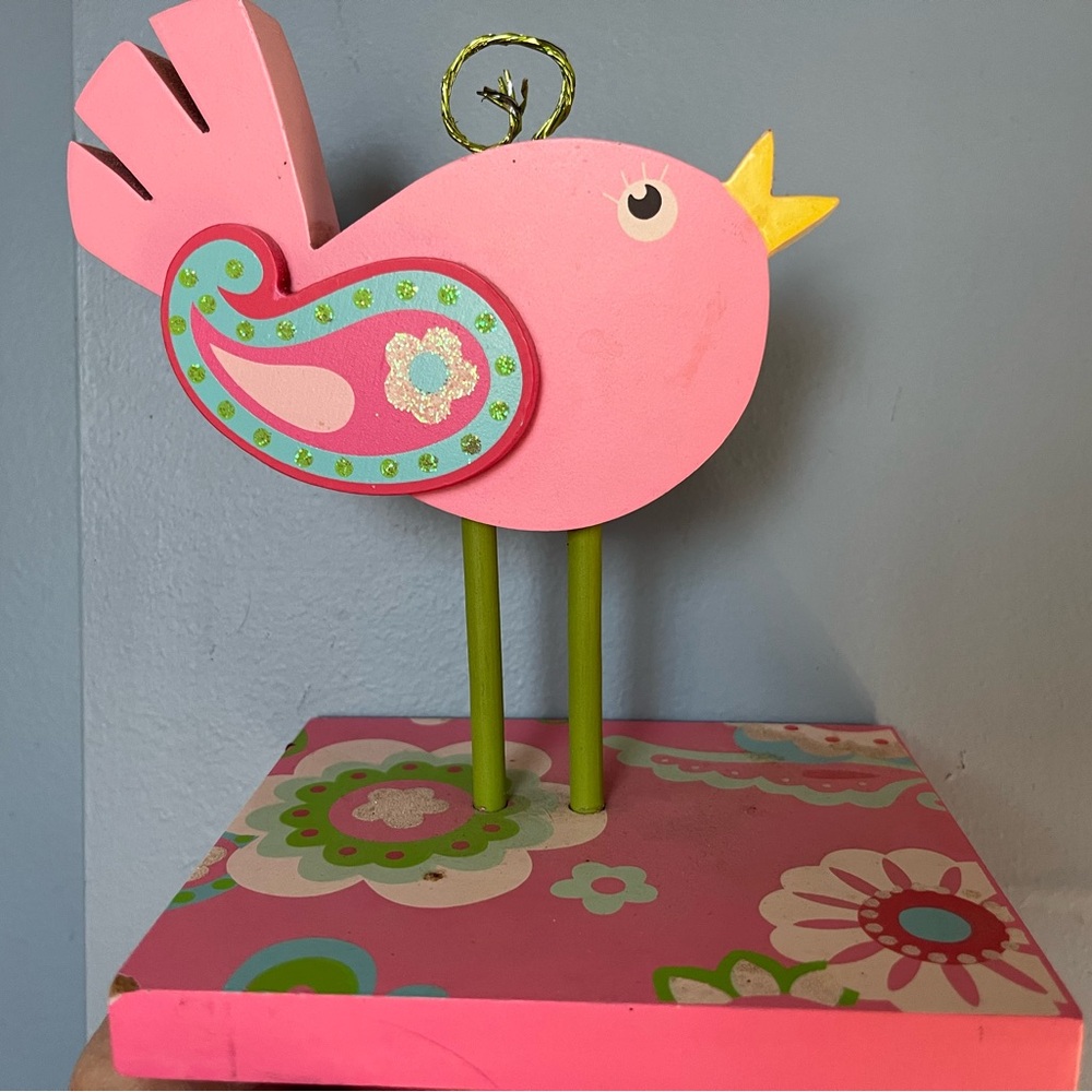 2- 7inch pink birds ~ decorative